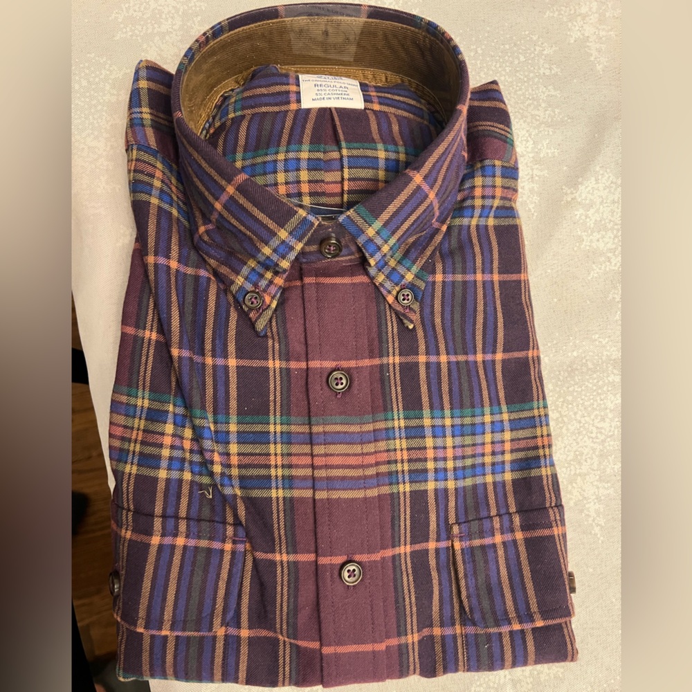 NWT Brooks Brothers Men's Regular Fit Cotton-Cashmere Sport Shirt Plaid Fannel